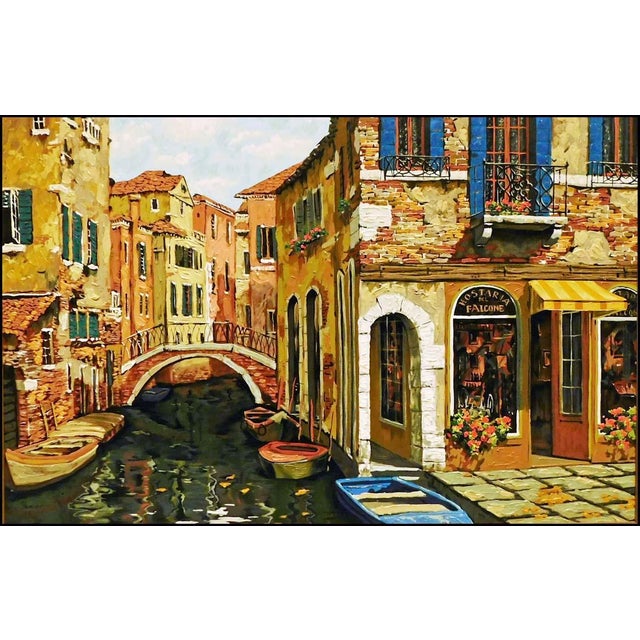 1990s Viktor Shvaiko "Autumn in Venice" on Canvas Framed Hand Signed For Sale - Image 5 of 7