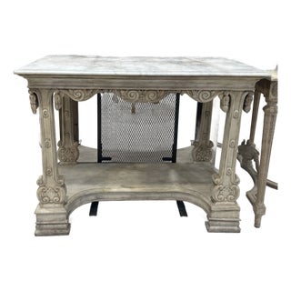 1920s Empire Bleached Carved Marble Top Console For Sale
