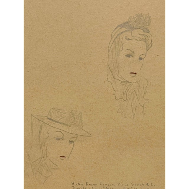 Early 1940s Fashion Study of Two Women, Featuring Hats by Caron Pirie Scott & Co. For Sale - Image 4 of 5