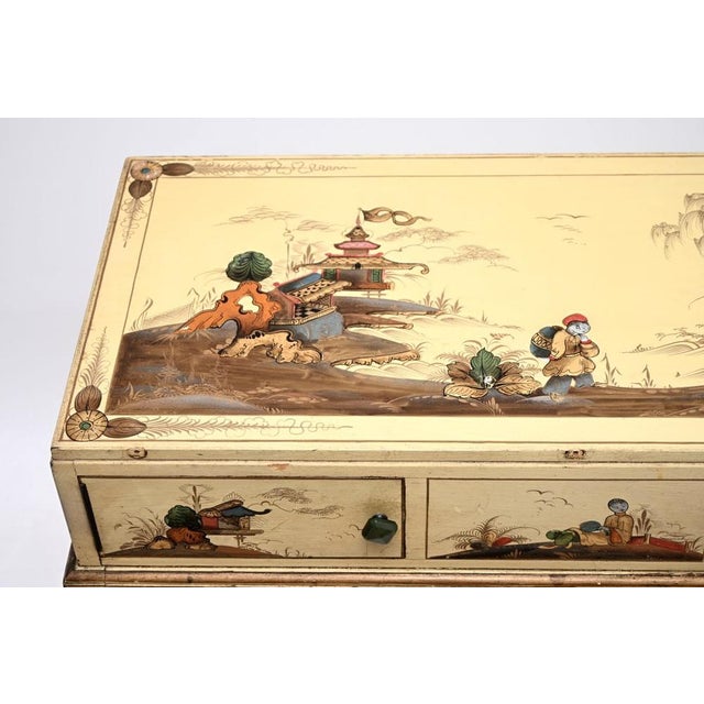 Brown Antique Chinoiserie Lacquered Console Table, 1920s For Sale - Image 8 of 16
