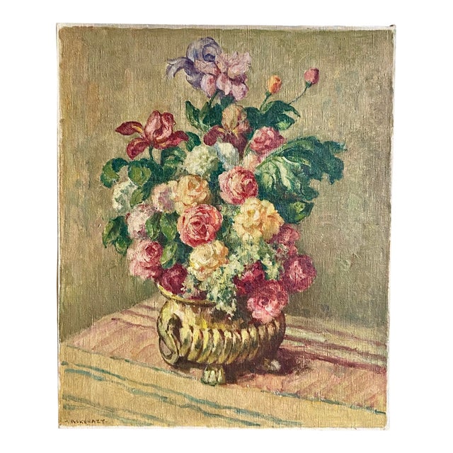 Large Post-Impressionist Floral Still Life Oil Painting by Mischa Askenazy For Sale
