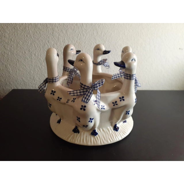 1990s Ceramic 6 Ducks Figurine Planter or Wine Holder For Sale - Image 5 of 5