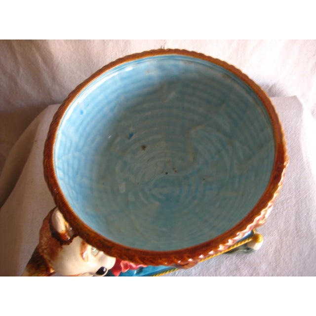 Mid 19th Century Mid 19th Century Cat and Bowl Minton Majolica Jardiniere For Sale - Image 5 of 12
