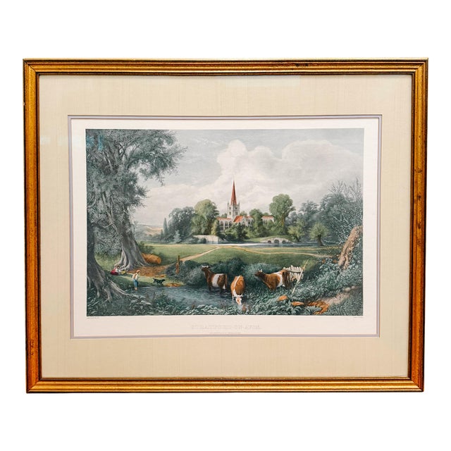 Late 19th Century Large Framed Vintage Stratford-on-Avon James Fairman Lithograph For Sale