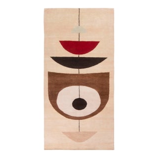 Rug & Kilim Mid-Century Modern Geometric Beige Brown and Red Wool Rug, 6x12 For Sale