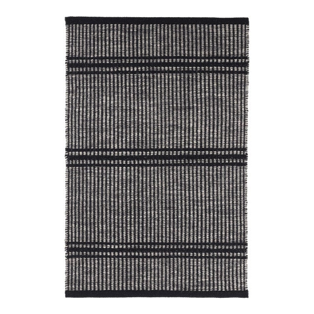 Dash & Albert by Annie Selke Malta Black Woven Wool Rug, 9' 6" x 13' 6" For Sale