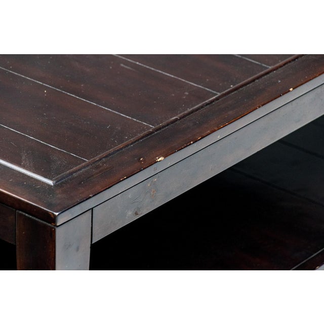 Coffee Bernhardt Vintage Patina Solid Mahogany Square Coffee Table For Sale - Image 8 of 9