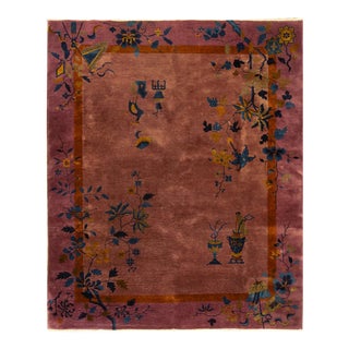 1920s Purple Mauve Antique Solid / Open Field Chinese Art Deco Carpet Rug For Sale
