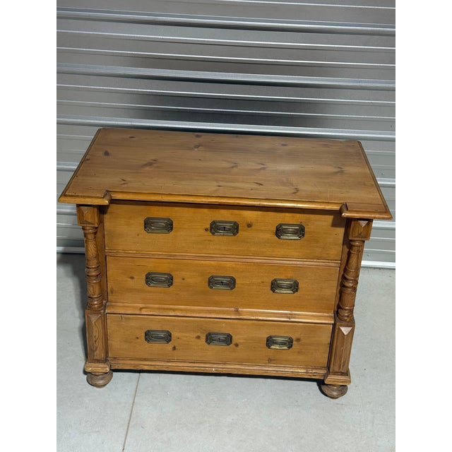 Antique Pine Three Drawers - Chest of Drawers From England We found this nice chest of drawers with brass handles in...