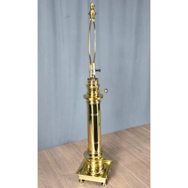 1990s 1990s Frederick Cooper Brass Faux Lantern Column Footed Table Lamp For Sale - Image 5 of 17