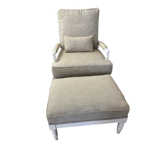Jenny Lind Style Spool Chair and Matching Ottoman in White For Sale - Image 18 of 18