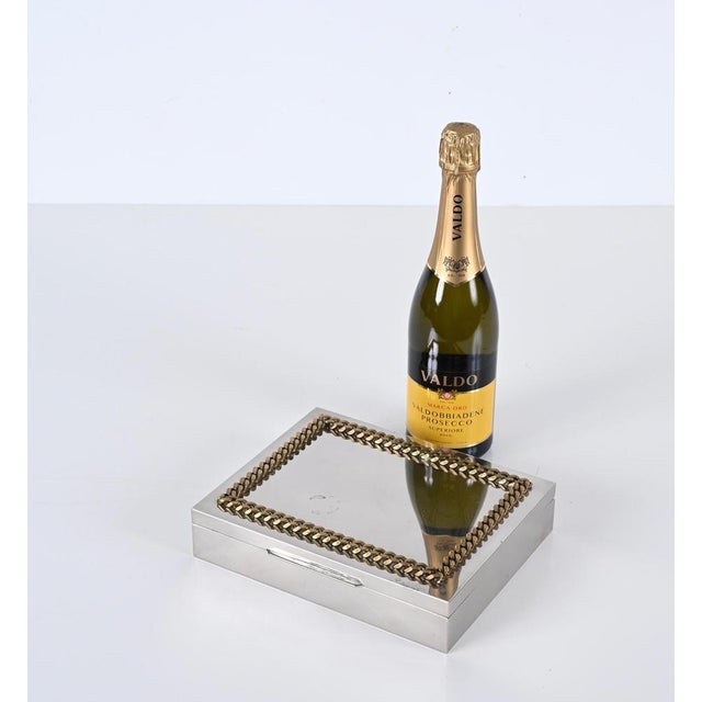 Italian Decorative Box in Chrome and Braided Brass, 1980s For Sale - Image 9 of 15