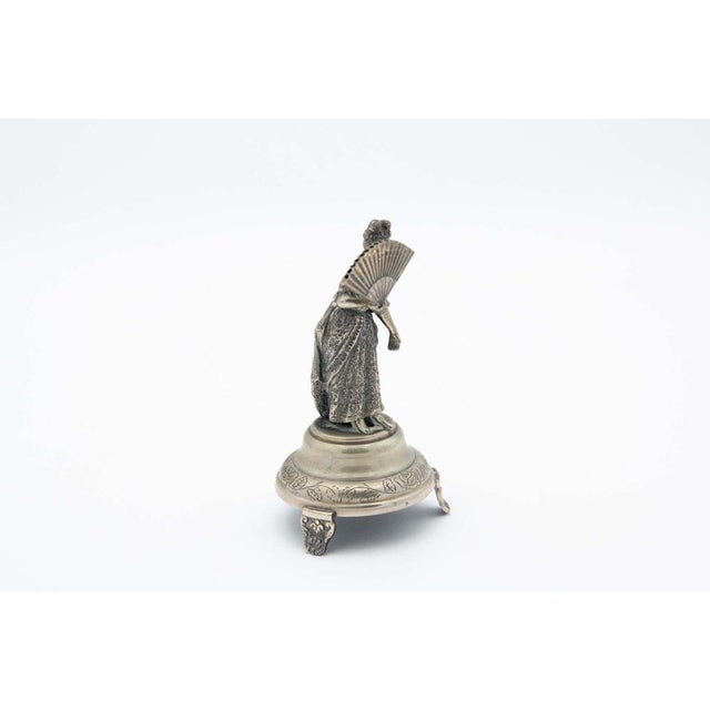 Silver Toothpick Holder with Japanese Geisha Figure For Sale - Image 3 of 4