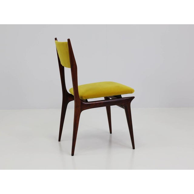 Wood Santos Rosewood and Lemon Yellow Velvet Chairs by Carlo De Carli, Italy, 1950s, Set of 2 For Sale - Image 7 of 13