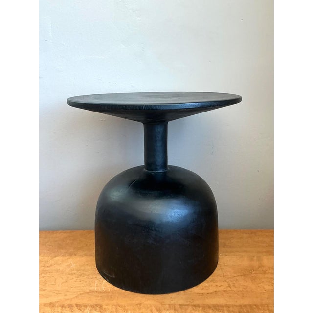 Wood Vintage Modernist Black Wood Accent Table For Sale - Image 7 of 18