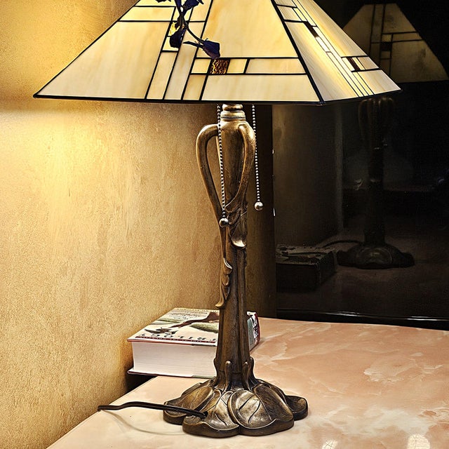 Mission-Style Tiffany Stained Glass Table Lamp by K L Lighting For Sale - Image 18 of 18