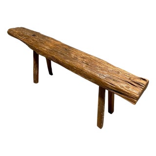 Andrianna Shamaris Teak Wood Log Style Bench For Sale