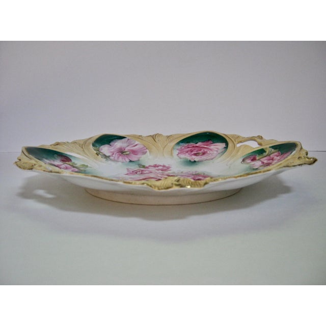 1890s RS Prussia Hand Painted Rose Cake Dish For Sale - Image 4 of 6