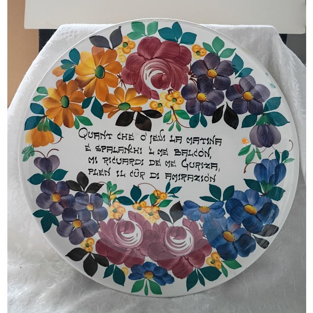 Vintage 13" Italian Hand-Painted Galvani Pordenone Majolica Wall Charger For Sale - Image 10 of 10