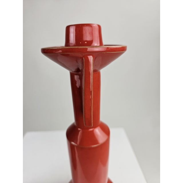Red Ceramic Candlesticks by Enzo Bioli for Il Picchio, Italy, 1970s, Set of 2 For Sale - Image 8 of 16