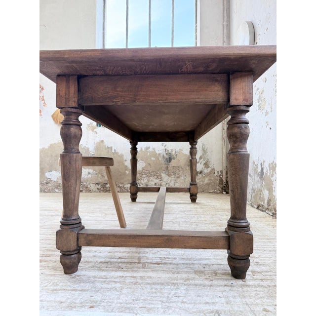 Farmhouse Table with Turned Pine and Birch Legs, 1960s For Sale - Image 17 of 18