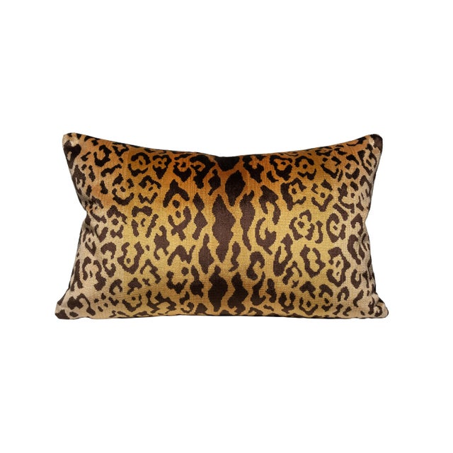 Contemporary The House of Scalamandré Leopardo Lumbar Pillow, Ivory, Gold & Black For Sale - Image 3 of 3