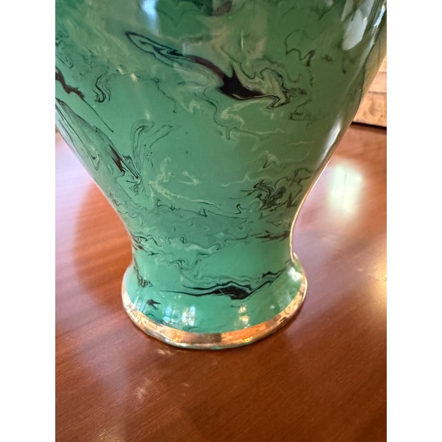 Italian Italian Green Vase With Swirl Decoration, 1970s For Sale - Image 3 of 7