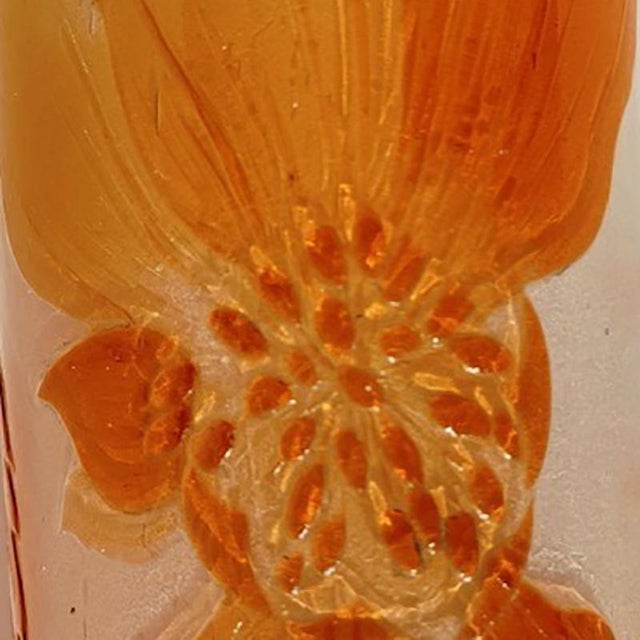 Large Antique Vase of Frosted and Orange Glass by Emile Gallé, 1890s For Sale - Image 6 of 10
