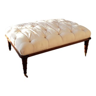 Early 20th Century Custom Tufted Ottoman on Wheels For Sale