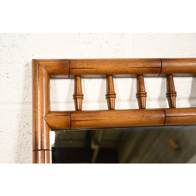 1960s Thomasville Hollywood Regency Faux Bamboo Framed Wall Mirror, Circa 1960s For Sale - Image 5 of 11