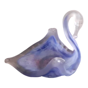 1970s Blue Satin Glass Swan Figurine Bowl