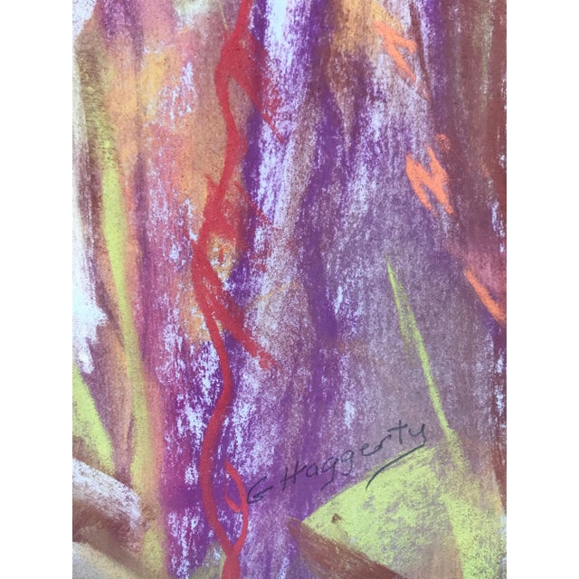 Wood Vintage Expressionist Pastel Portrait of a Woman by Gerard Haggerty For Sale - Image 7 of 8