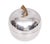 So typical 1970s, this Apple shaped Ice bucket. Polished aluminum signed. Made in Italy. Good condition.