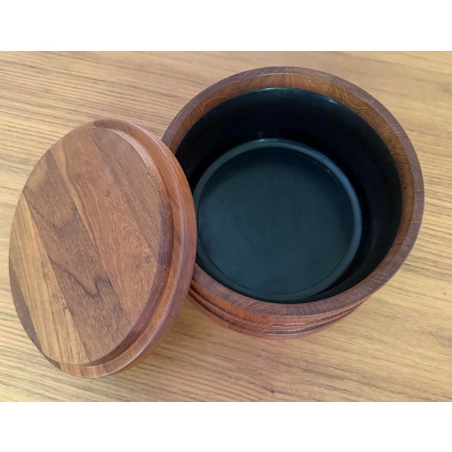 Mid-Century Modern Vintage Dansk Designs Staved Teak Ice Bucket by Jens Quistgaard, Denmark, C. 1960s For Sale - Image 3 of 7