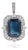 Victorian 3.4ct Blue Sapphire & Diamond Pendant in 14k White Gold For Sale