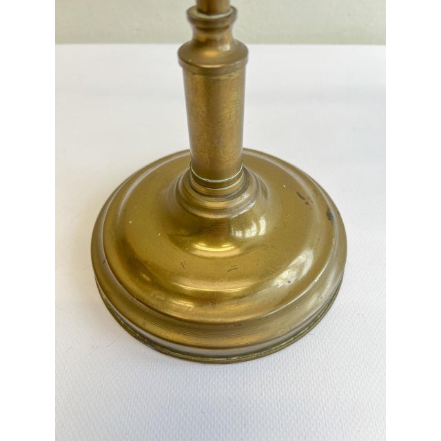 French Brass Adjustable Desk Lamp with Opaline Glass Shade, 1950s For Sale - Image 6 of 10