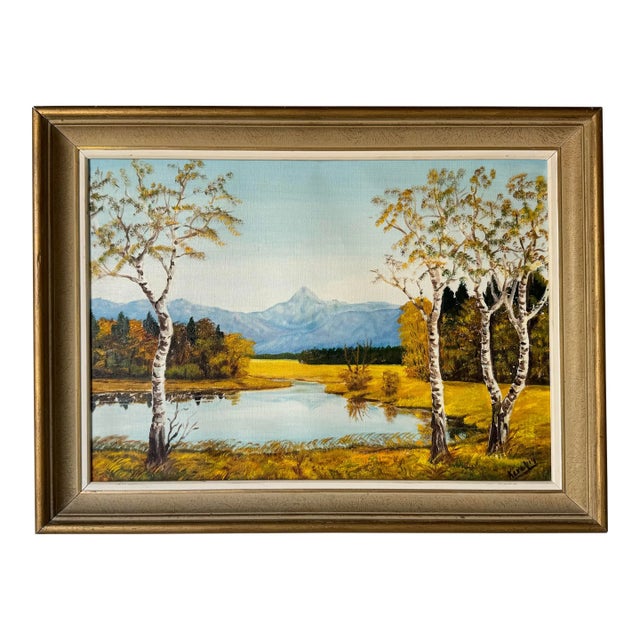 1970s Vintage Fall Landscape Oil on Canvas Painting, Signed For Sale