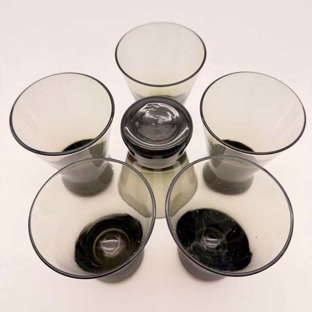 Greige Set of 6 1960s Smokey Mid Century Finland Martini Glasses For Sale - Image 8 of 8