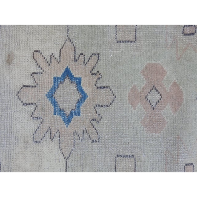 Teal Antique Oushak Neutrals, Teal and Flesh Tones For Sale - Image 8 of 11