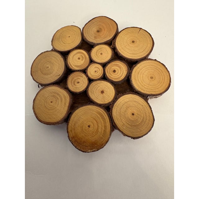 Mid-Century Modern 7 Piece Log Coaster Set W/Chrome Andirons, 7 Pieces For Sale - Image 3 of 5