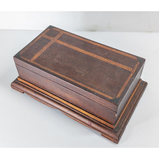 Farmhouse Early 20th Century Folk Art Inlaid Wood Dresser Box With Alligator Surface For Sale - Image 3 of 14