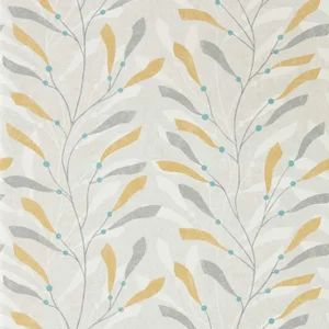 Sanderson “Sea Kelp” Wallpaper – 4 Double Rolls – Coastal Botanical in Yellow, Gray & Aqua