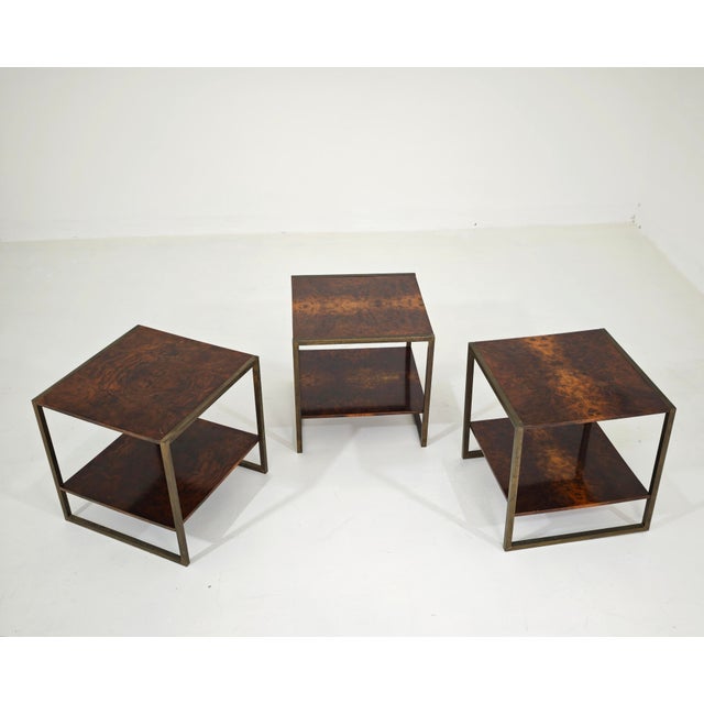 Mid-Century Modern Brass and Wood Coffee Tables, Italy, 1970s, Set of 3 For Sale - Image 14 of 14