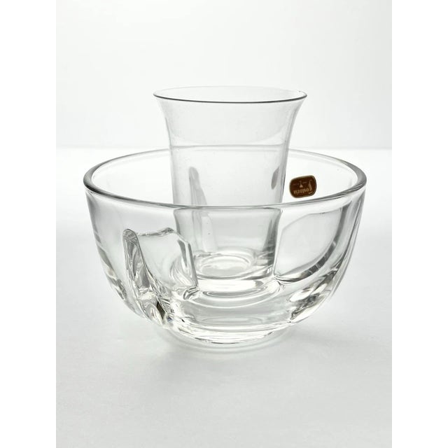 American 1950s Fostoria “Mademoiselle” 3 Seafood Meat Ice Dishes & Short Glass Inserts For Sale - Image 3 of 9