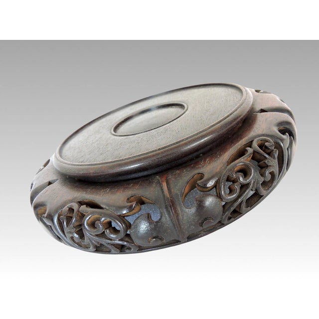 1940s Antique Chinese Hand Carved and Turned Tiered Rosewood Display Stand 9"/6.2" For Sale - Image 5 of 8