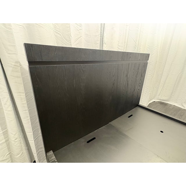 RH Bezier Panel Bed — King Black Oak | Bronze Accents | 56" Headboard Staging Use | Beautiful Condition | Architectural...