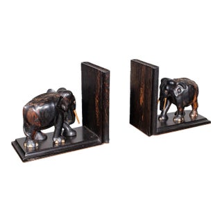 1900's Pair Antique Elephant Bookends For Sale