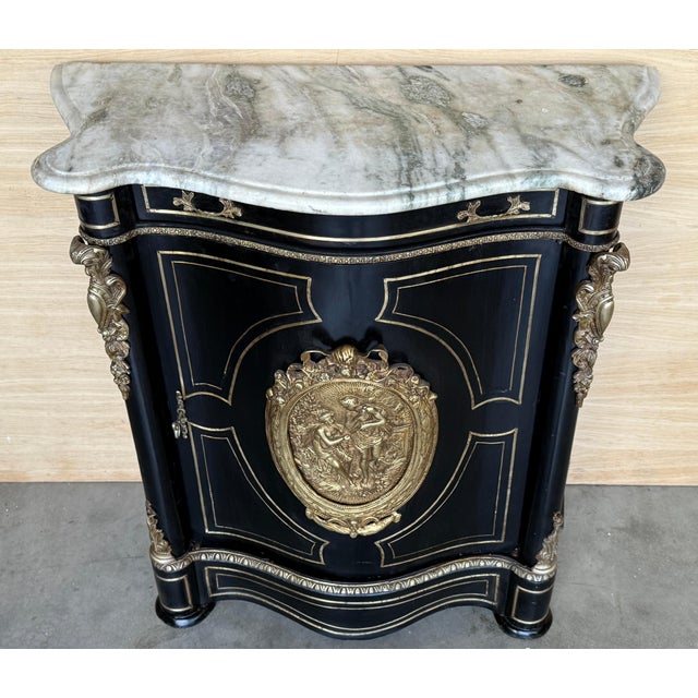 French French 19th Century Napoleon III Period Cabinet with metal inlays For Sale - Image 3 of 18