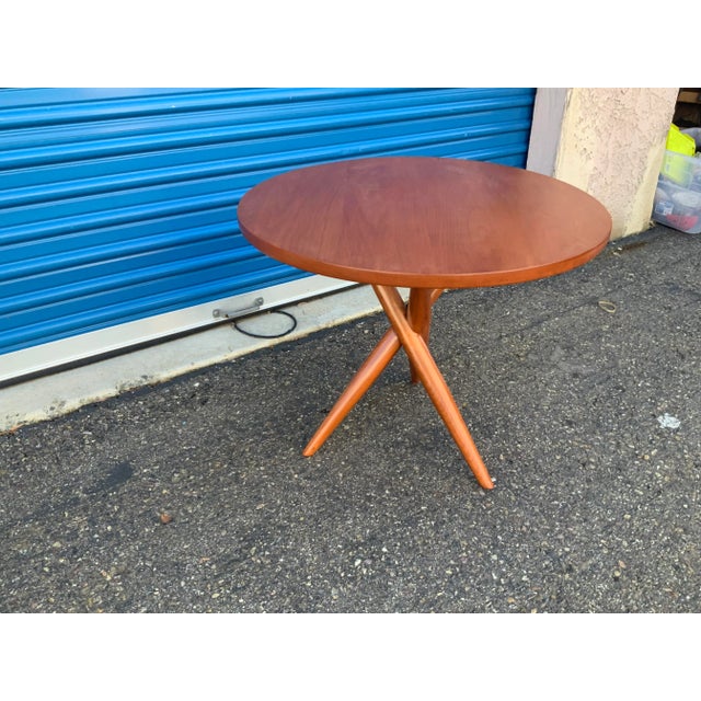 Solid Cherry Mid Century Modern Tripod End Table For Sale - Image 10 of 10