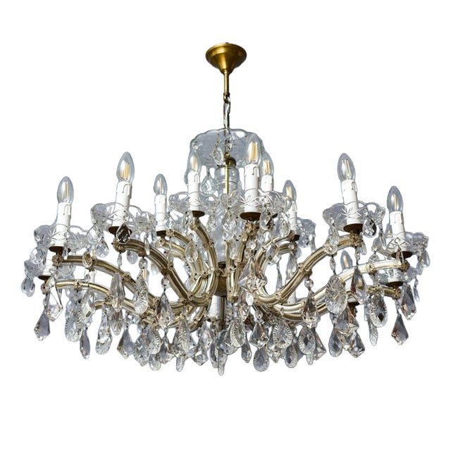 Large Crystal Maria Theresa 18-Light Chandelier For Sale